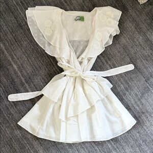 White Ruffled Wrap Dress by Innika Choo